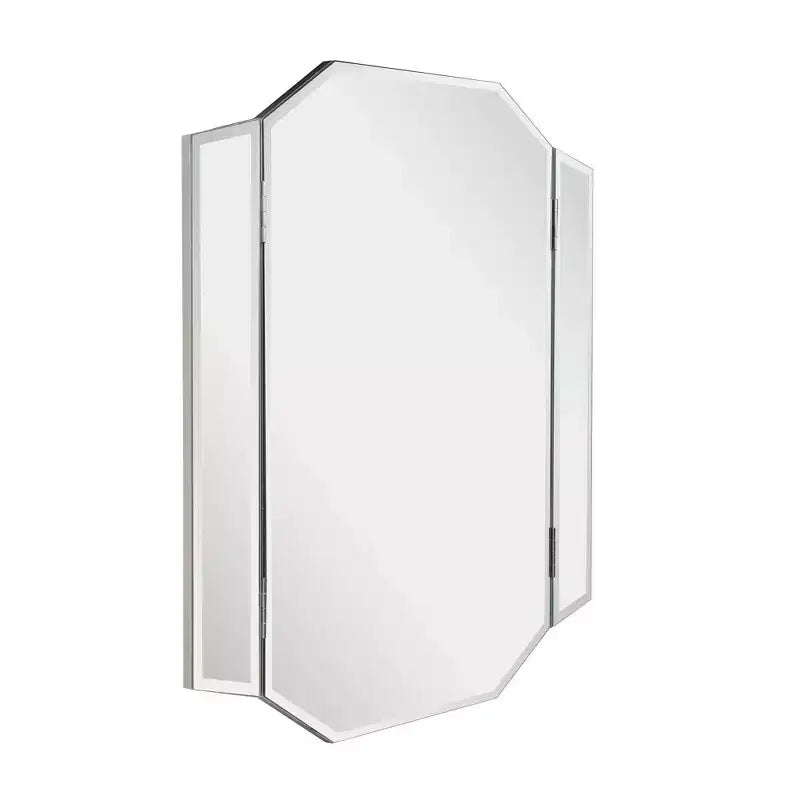 Beveled Bi-Fold Vanity Mirror: Modern Rectangle, Wall Mount, MDF Frame, 32x30"