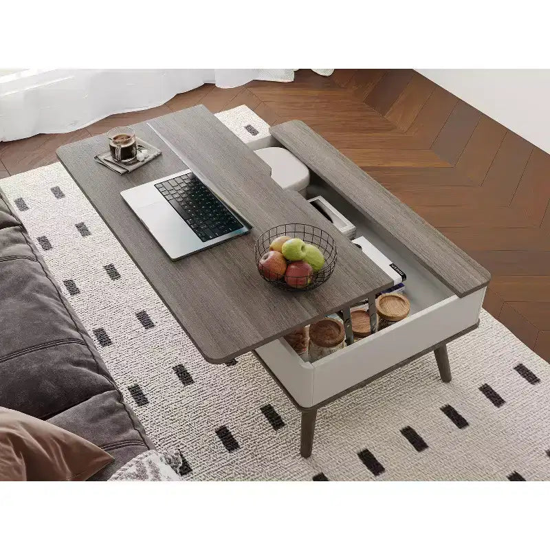 Table basse relevable en bois de 101,6 cm avec rangement caché -