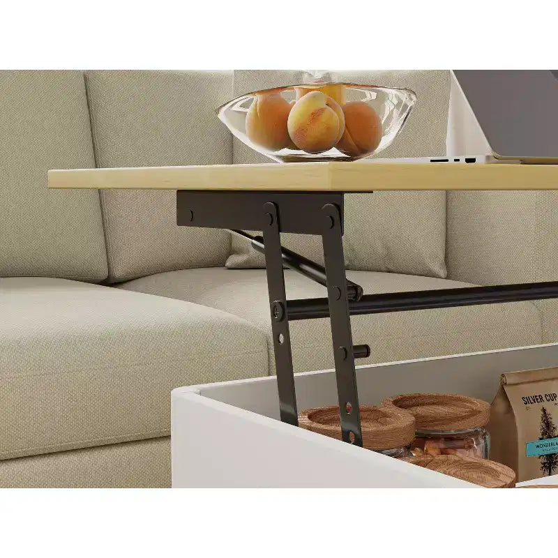 Table basse relevable en bois de 101,6 cm avec rangement caché -
