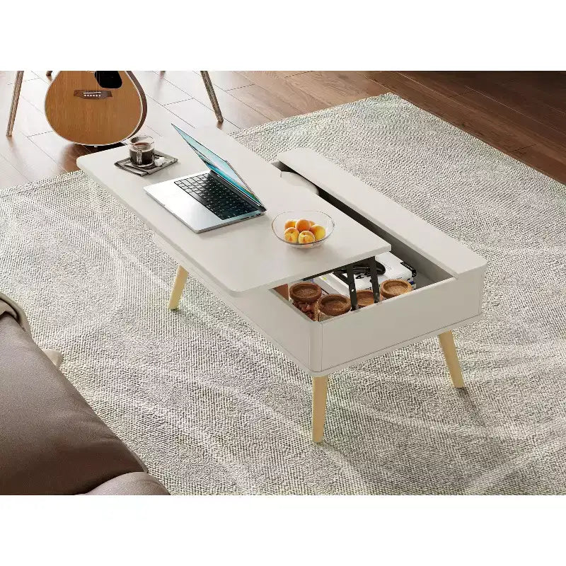 Table basse relevable en bois de 101,6 cm avec rangement caché -