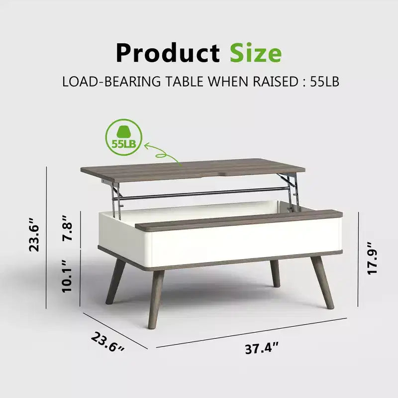 40'' Wood Lift Top Coffee Table with Hidden Storage -