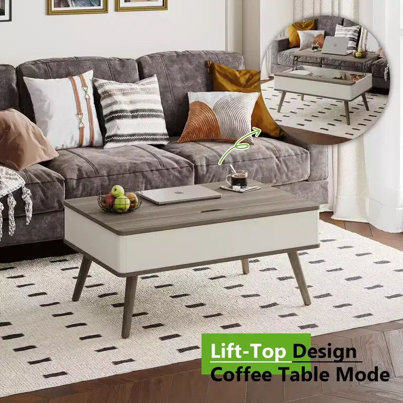 40'' Wood Lift Top Coffee Table with Hidden Storage -
