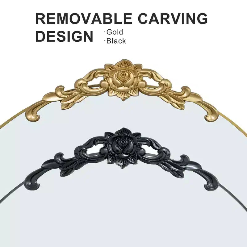 31 in. W x 71 in. H Wood Frame Arched Floor Mirror Bedroom Living Room Wall Mirror in Black