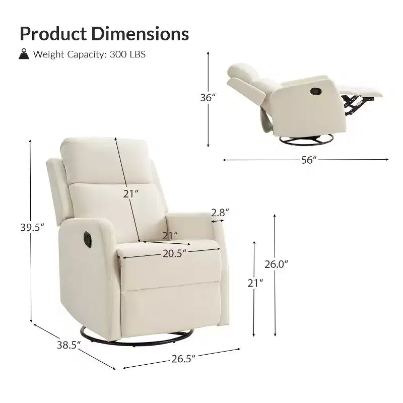 Fauteuil inclinable pivotant en lot de 2 avec fonction pivotante