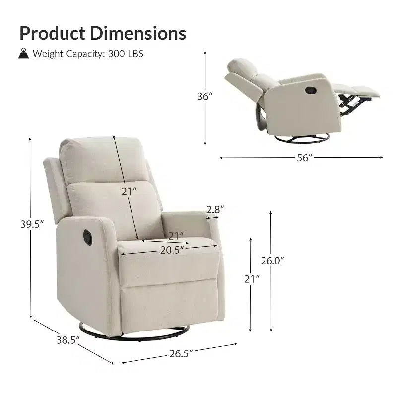 Fauteuil inclinable pivotant en lot de 2 avec fonction pivotante