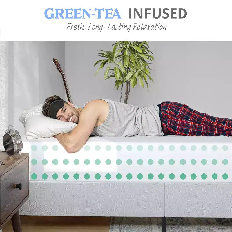 3-Layer Memory Foam Mattress in a Box with Green Tea Infusion, Cooling Gel, CertiPUR-US Certified Foam and Washable Cover