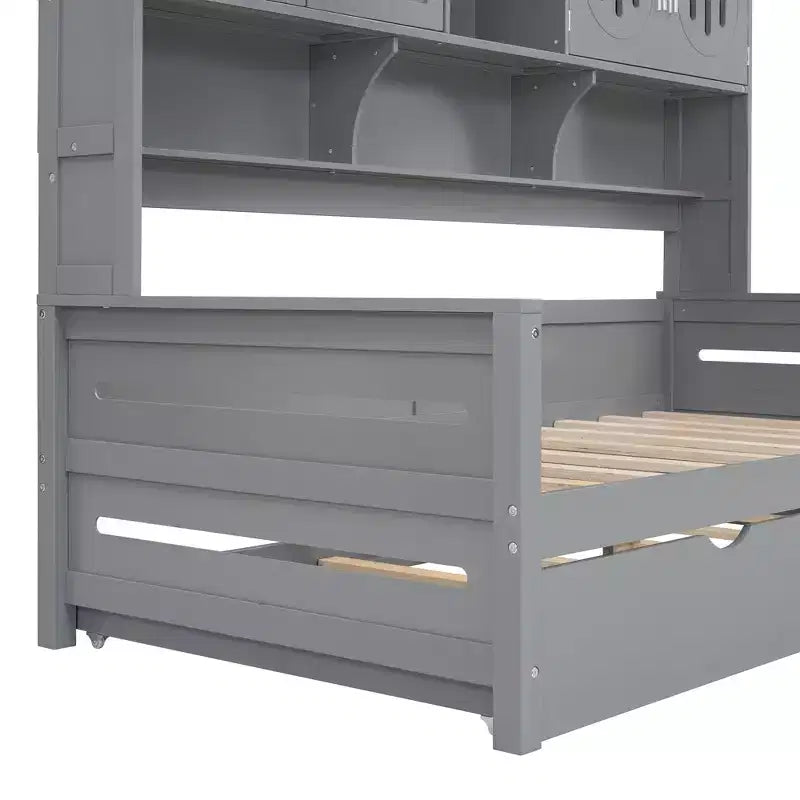 Lit de repos double/grand avec lit gigogne double et armoire et étagère tout-en-un-