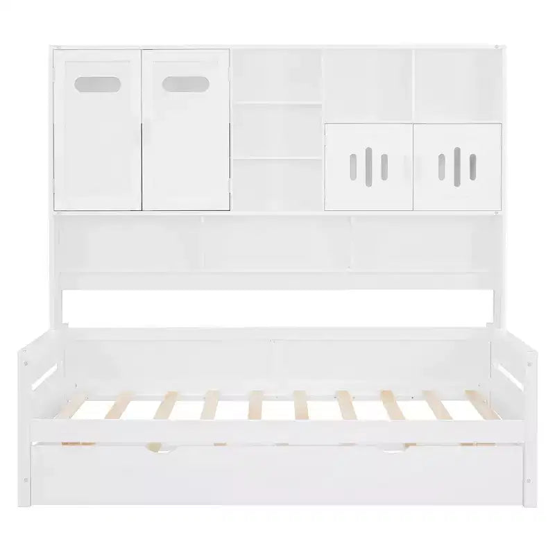 Lit de repos double/grand avec lit gigogne double et armoire et étagère tout-en-un-