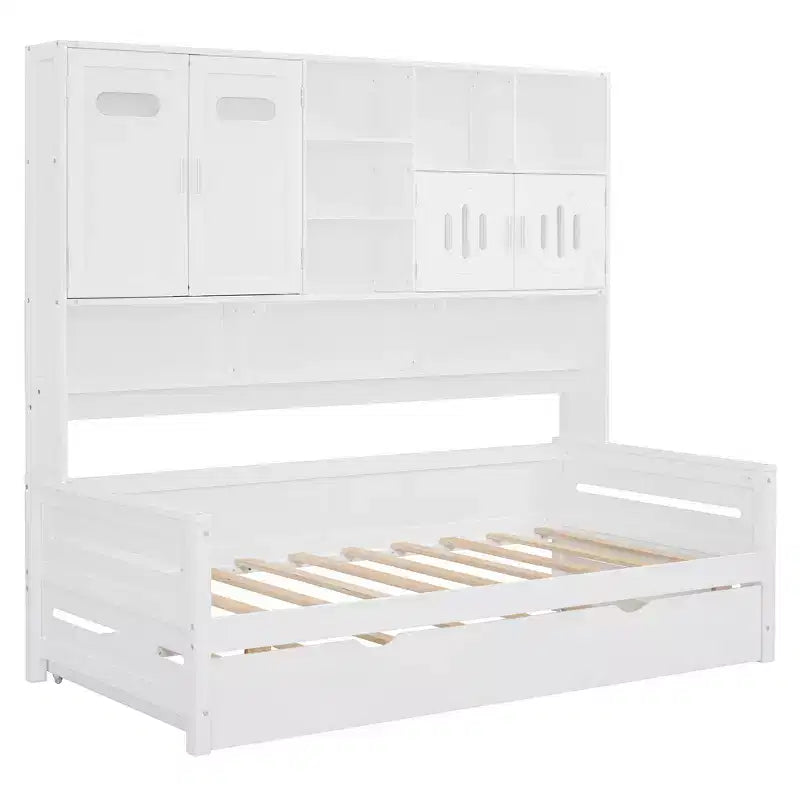 Lit de repos double/grand avec lit gigogne double et armoire et étagère tout-en-un-