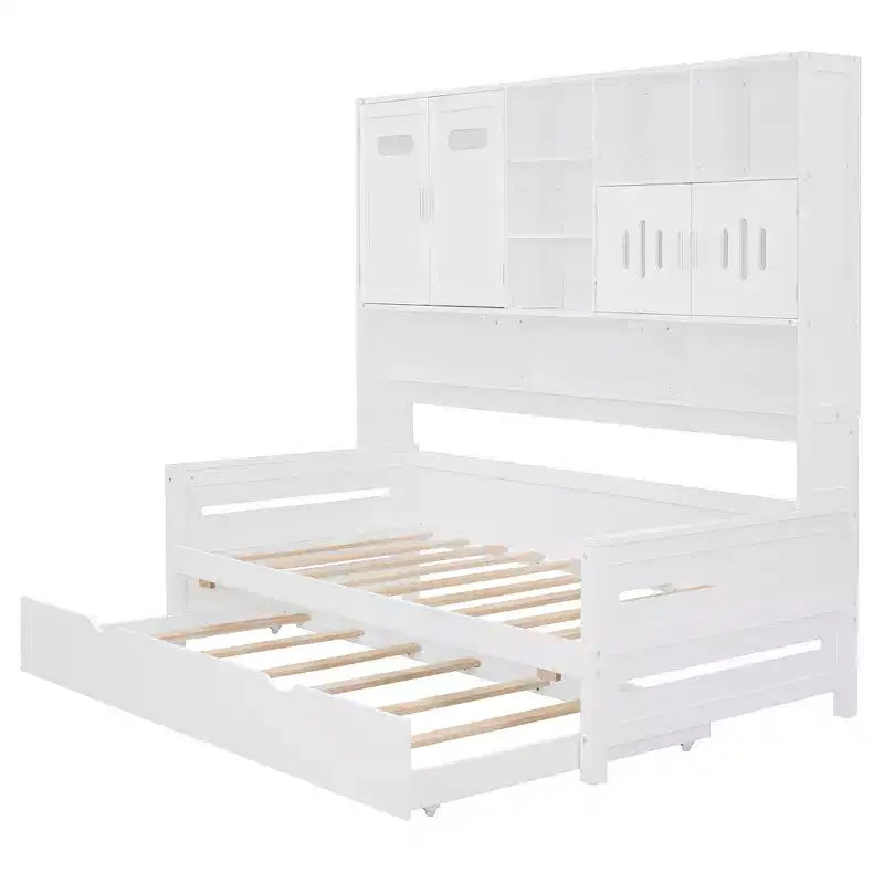 Lit de repos double/grand avec lit gigogne double et armoire et étagère tout-en-un-