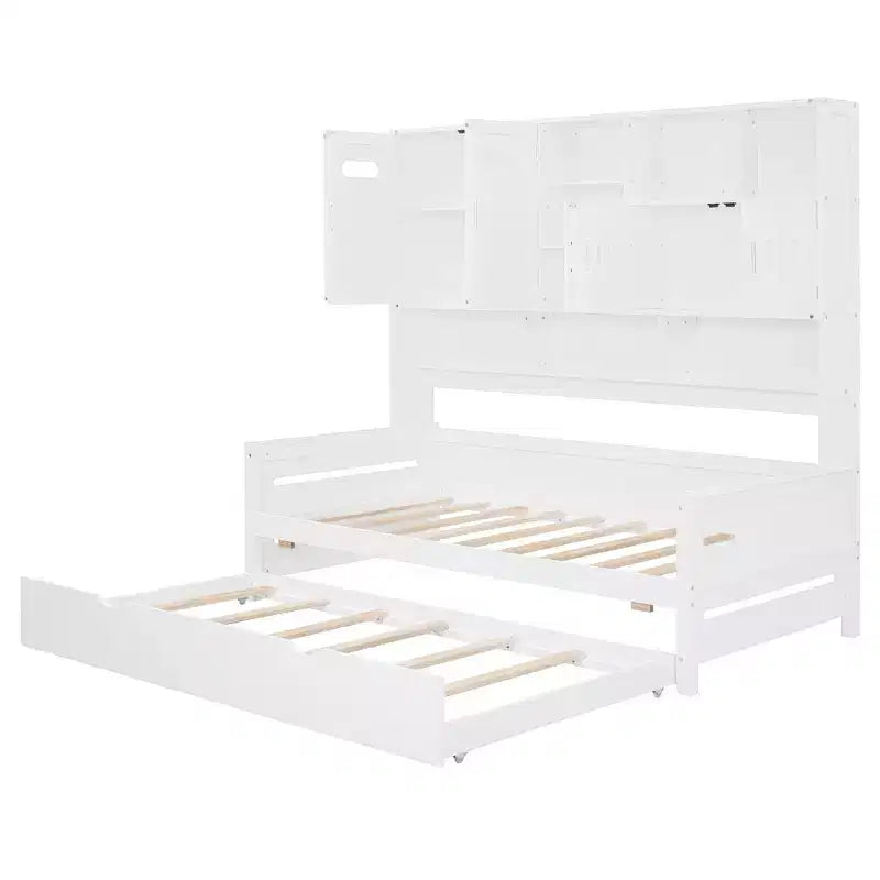 Lit de repos double/grand avec lit gigogne double et armoire et étagère tout-en-un-