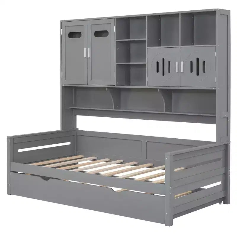 Lit de repos double/grand avec lit gigogne double et armoire et étagère tout-en-un-