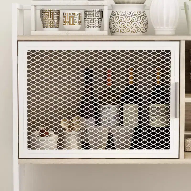 Meuble bas de cuisine en bois avec portes métalliques, 3 tiroirs et plan de travail