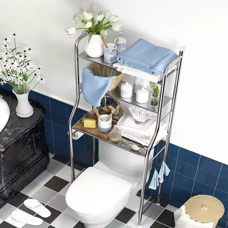 Over The Toilet Storage, Metal Over Toilet Organizer Rack With Removable Towel Hooks, Paper Holder, Bathroom Organizer Over Toilet, Easy Assembly