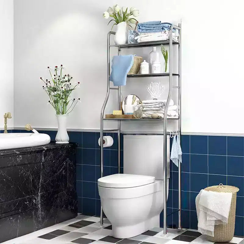 Over The Toilet Storage, Metal Over Toilet Organizer Rack With Removable Towel Hooks, Paper Holder, Bathroom Organizer Over Toilet, Easy Assembly