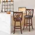 Lot de 2 tabourets de bar pivotants chaises de salle à manger hauteur bar avec pieds en bois d'hévéa