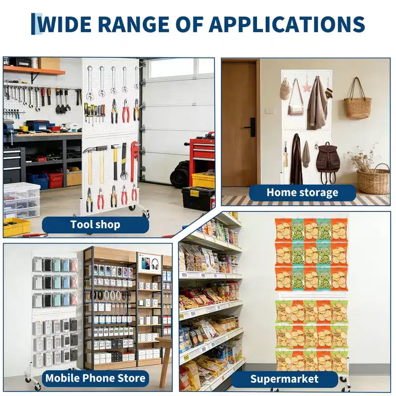 2'5' Standing Pegboard Display Rack with 10 Hooks, Heavy-Duty Metal Floor Peg Board with T-Base for Retail, Craft Shows, Tool Shops