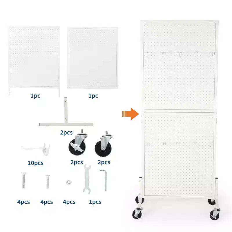2'5' Standing Pegboard Display Rack with 10 Hooks, Heavy-Duty Metal Floor Peg Board with T-Base for Retail, Craft Shows, Tool Shops