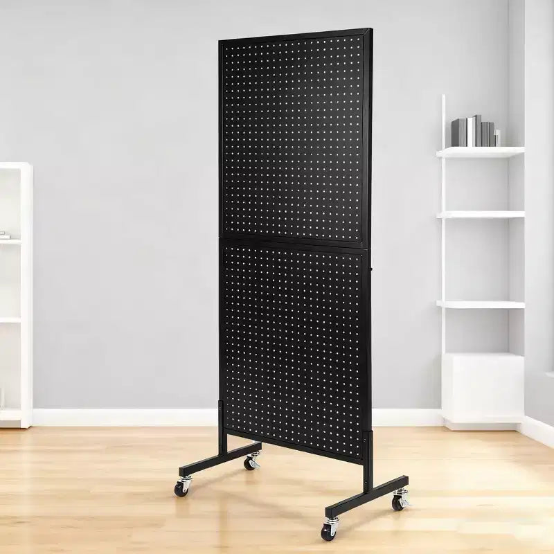 2'5' Standing Pegboard Display Rack with 10 Hooks, Heavy-Duty Metal Floor Peg Board with T-Base for Retail, Craft Shows, Tool Shops