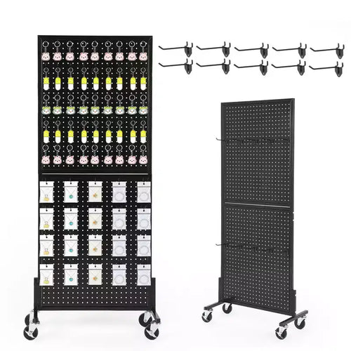 COZONY 2'5' Standing Pegboard Display Rack with 10 Hooks, Heavy-Duty Metal Floor Peg Board with T-Base for Retail, Craft Shows, Tool Shops