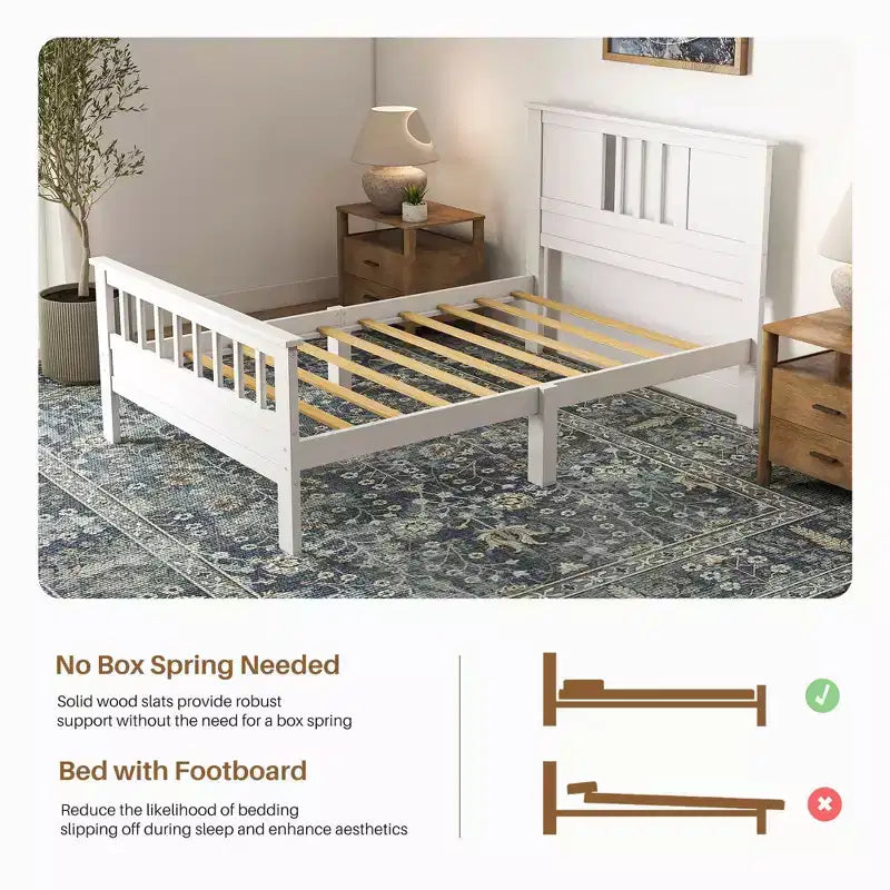 Twin Size Metal Platform Bed Frame, Headboard Footboard with 350LBS Wooden Slats Support