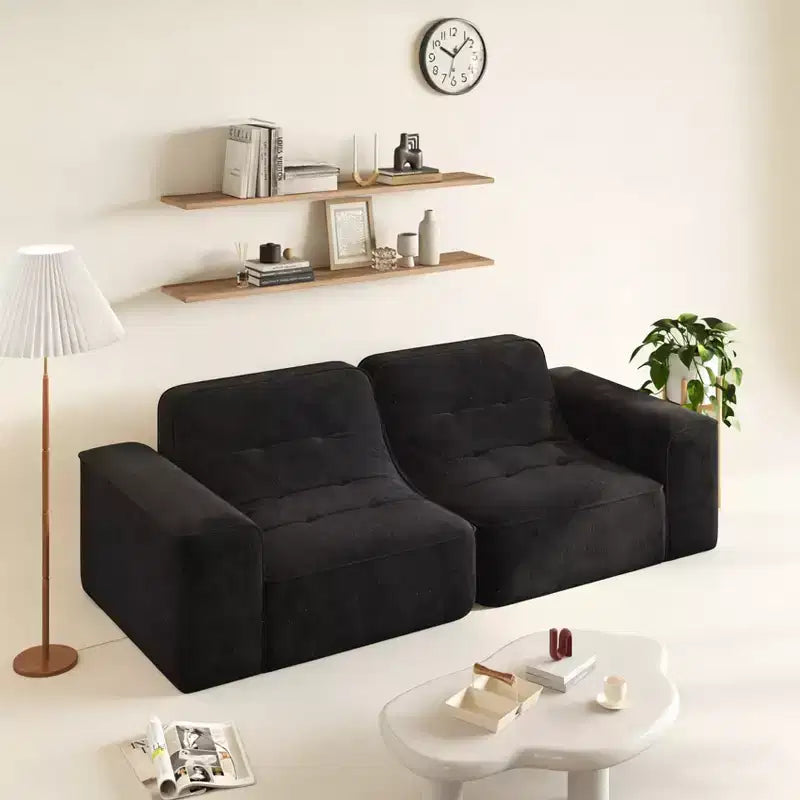 83.6 Canapé sectionnel modulable 3 places au design capitonné, canapé moderne en chenille scintillante, canapé à assise profonde pour salon, appartement, bureau, studio