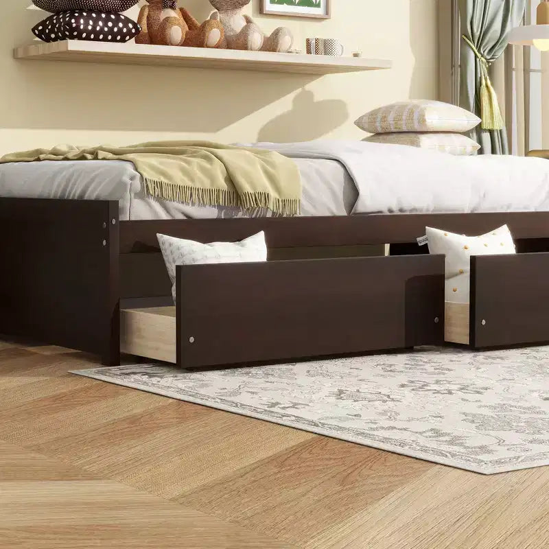 Twin Size Platform Bed with Drawers, Wood Daybed with Storage for Bedroom