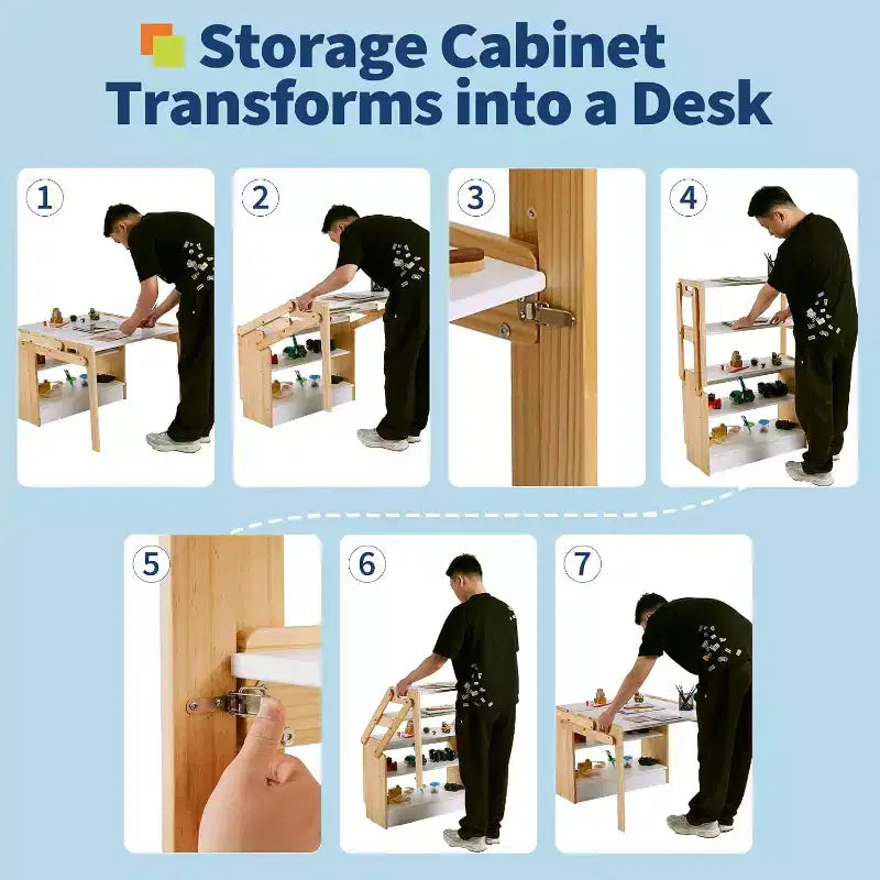 Craft Play Desk with 2 Storage Box, Folding Table and Chair Furniture Set, Adjustable Table for School and Home