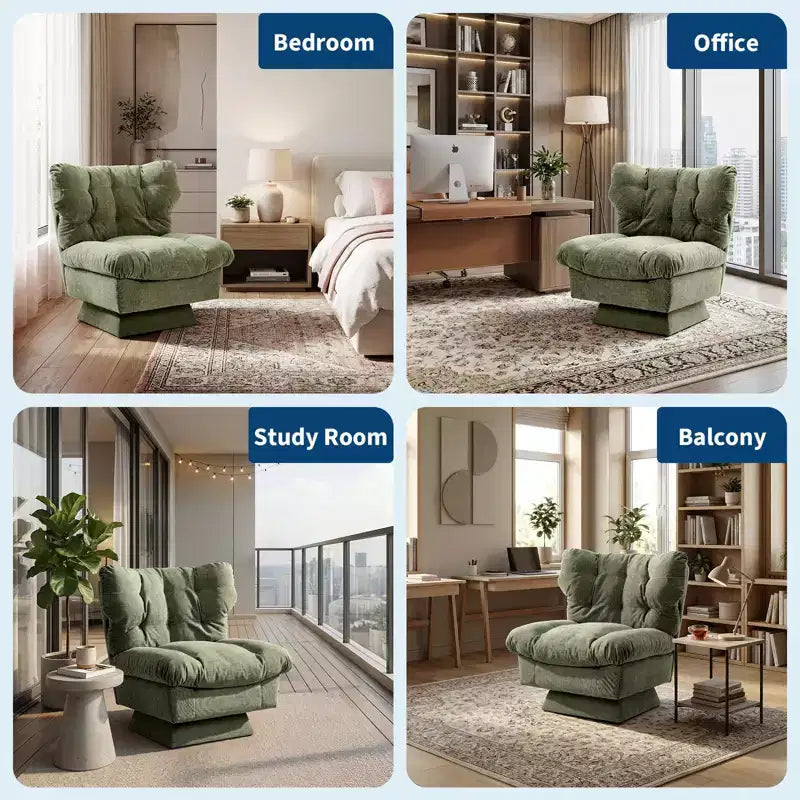 360 Swivel Accent Chair, Chenille Upholstered Reading Lounge Chair with Thick Cushion for Living Room or Bedroom