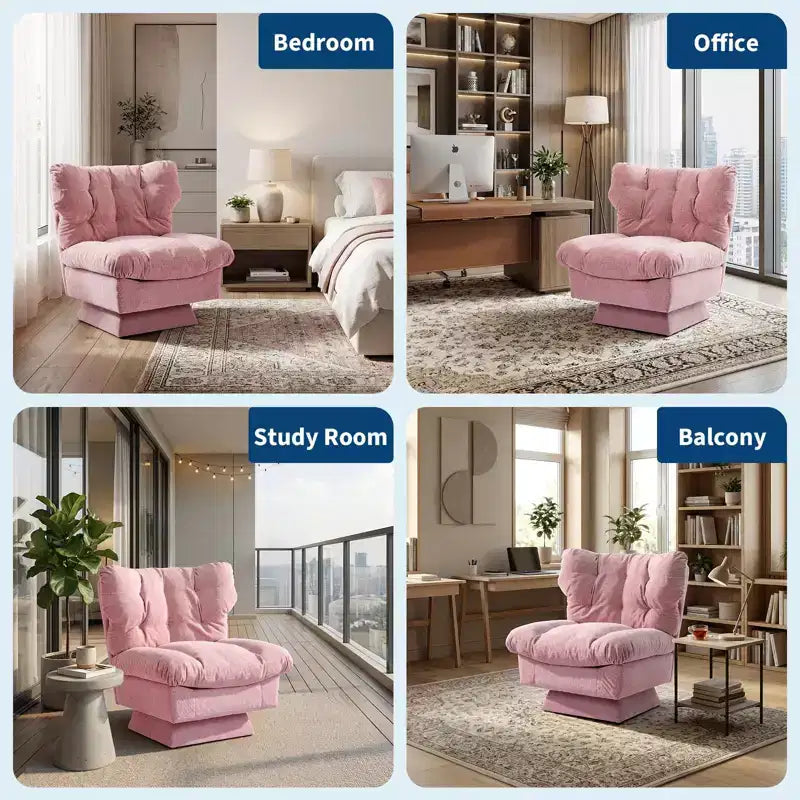 360 Swivel Accent Chair, Chenille Upholstered Reading Lounge Chair with Thick Cushion for Living Room or Bedroom