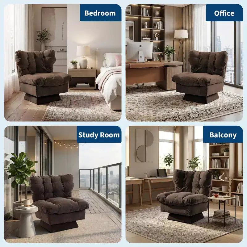 360 Swivel Accent Chair, Chenille Upholstered Reading Lounge Chair with Thick Cushion for Living Room or Bedroom