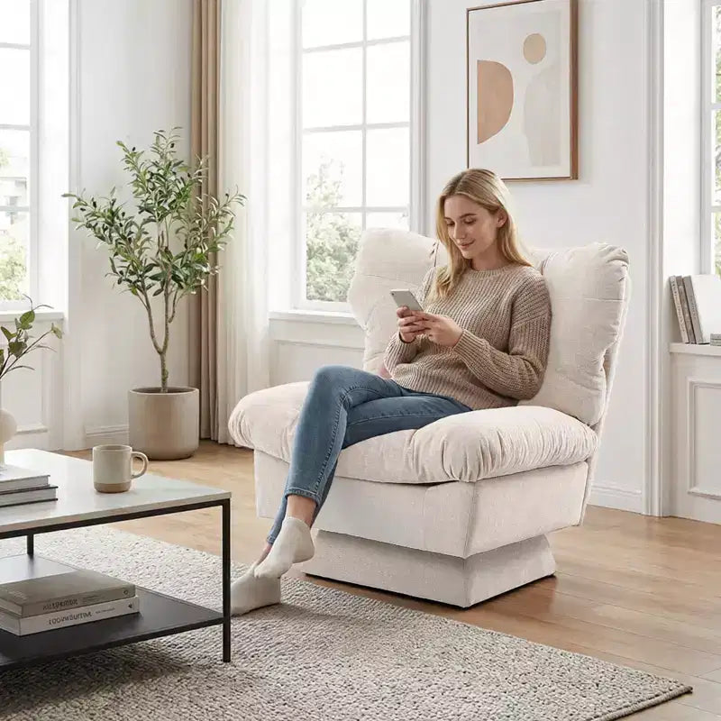 360 Swivel Accent Chair, Chenille Upholstered Reading Lounge Chair with Thick Cushion for Living Room or Bedroom