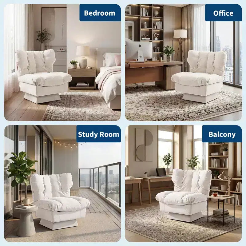 360 Swivel Accent Chair, Chenille Upholstered Reading Lounge Chair with Thick Cushion for Living Room or Bedroom