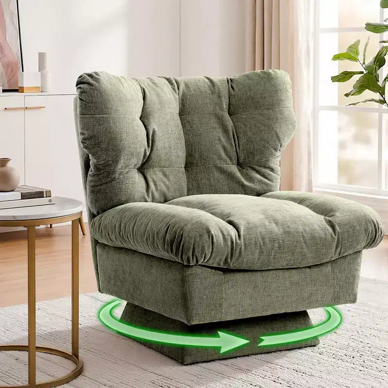 360 Swivel Accent Chair, Chenille Upholstered Reading Lounge Chair with Thick Cushion for Living Room or Bedroom