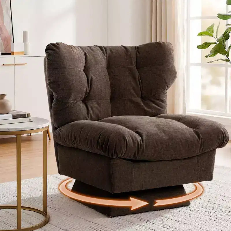 360 Swivel Accent Chair, Chenille Upholstered Reading Lounge Chair with Thick Cushion for Living Room or Bedroom