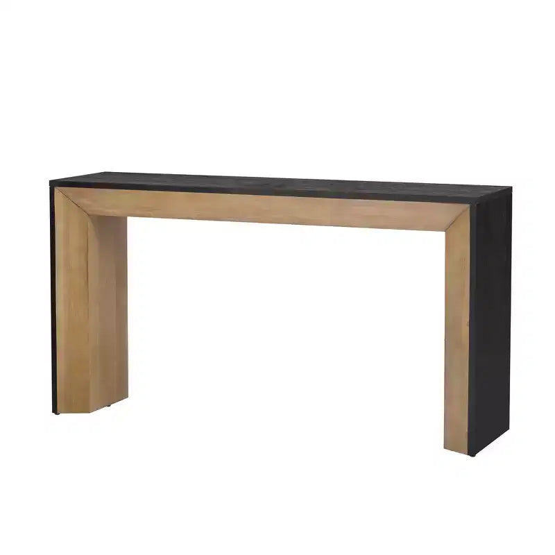 Console et table d'entrée modernes, table de canapé robuste avec motif cheminée, plateau en placage de bois