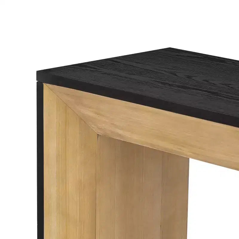 Console et table d'entrée modernes, table de canapé robuste avec motif cheminée, plateau en placage de bois