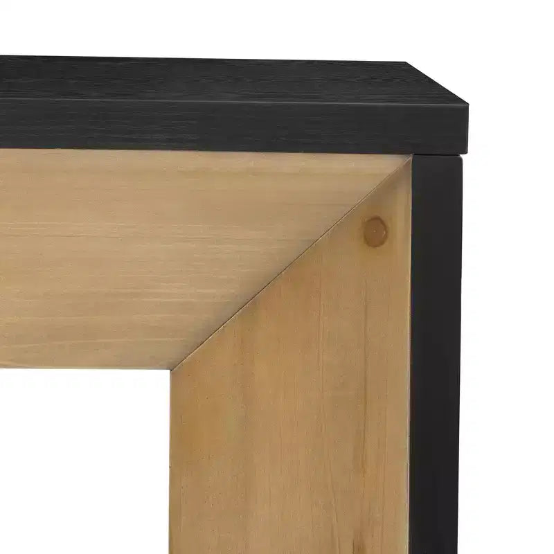 Console et table d'entrée modernes, table de canapé robuste avec motif cheminée, plateau en placage de bois