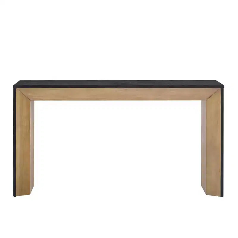 Console et table d'entrée modernes, table de canapé robuste avec motif cheminée, plateau en placage de bois
