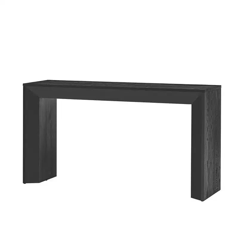 Console et table d'entrée modernes, table de canapé robuste avec motif cheminée, plateau en placage de bois