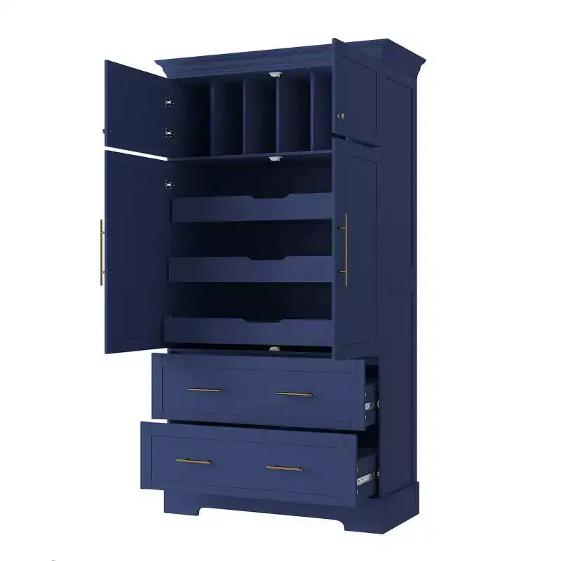 Garde-manger de cuisine autoportant de 184,4 cm de haut, buffets, grand placard de rangement avec 4 portes