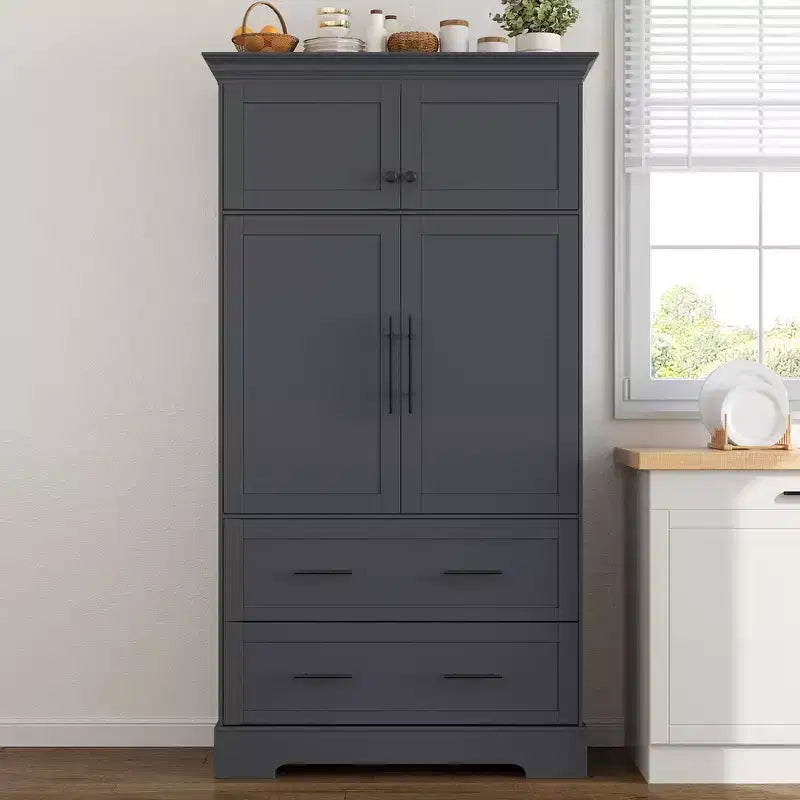 Garde-manger de cuisine autoportant de 184,4 cm de haut, buffets, grand placard de rangement avec 4 portes