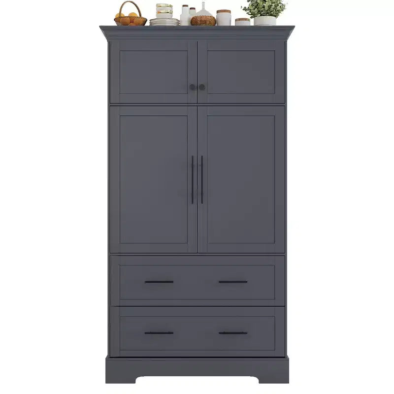 Garde-manger de cuisine autoportant de 184,4 cm de haut, buffets, grand placard de rangement avec 4 portes