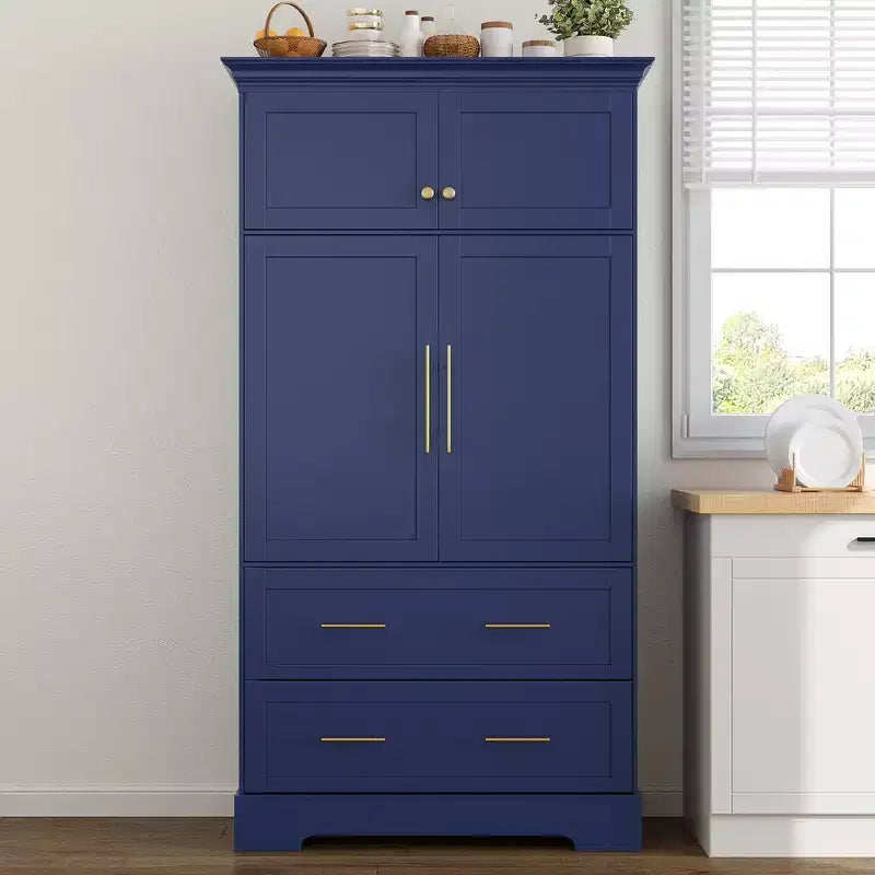 Garde-manger de cuisine autoportant de 184,4 cm de haut, buffets, grand placard de rangement avec 4 portes