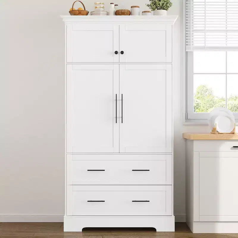 Garde-manger de cuisine autoportant de 184,4 cm de haut, buffets, grand placard de rangement avec 4 portes