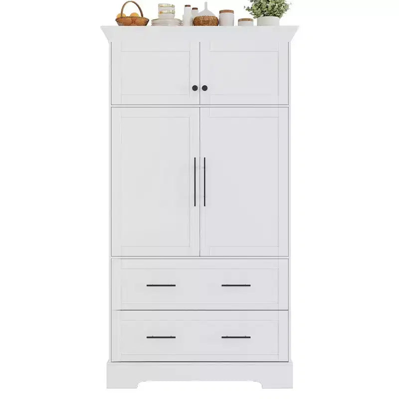 Garde-manger de cuisine autoportant de 184,4 cm de haut, buffets, grand placard de rangement avec 4 portes