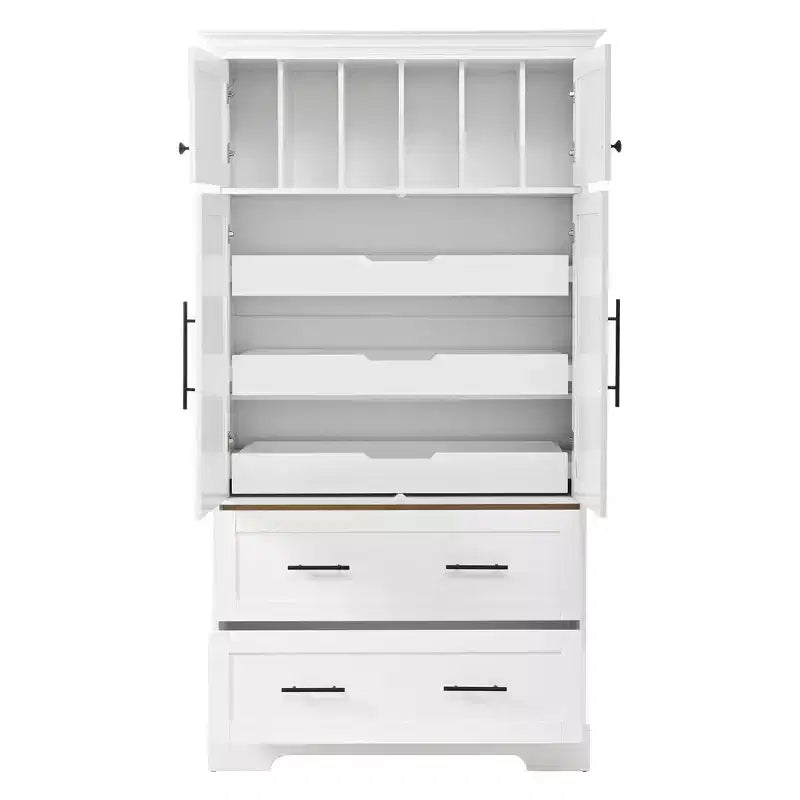 Garde-manger de cuisine autoportant de 184,4 cm de haut, buffets, grand placard de rangement avec 4 portes