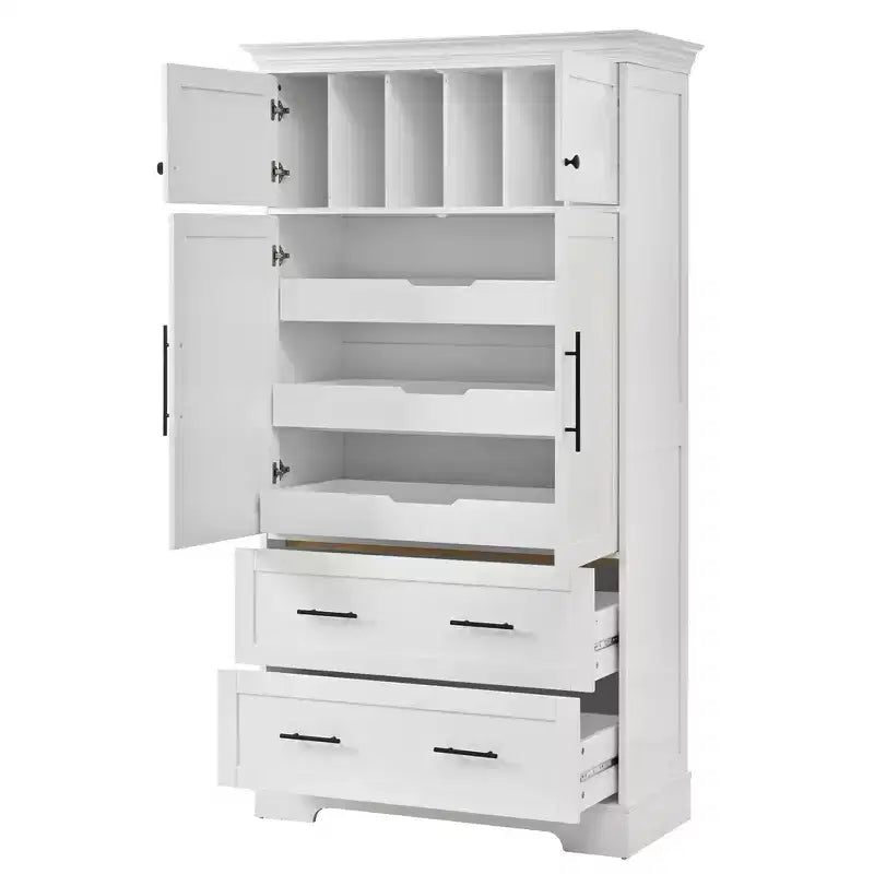Garde-manger de cuisine autoportant de 184,4 cm de haut, buffets, grand placard de rangement avec 4 portes