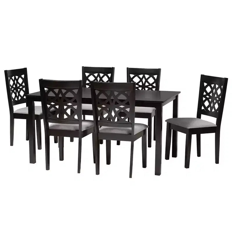 Abigail Modern Fabric Wood Dining Set
